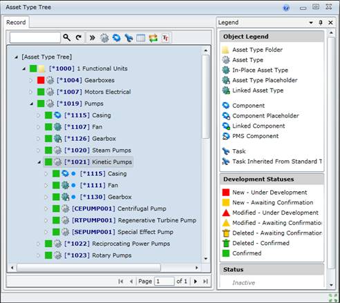 Fixed Asset Code. Tree Asset Type Tree window