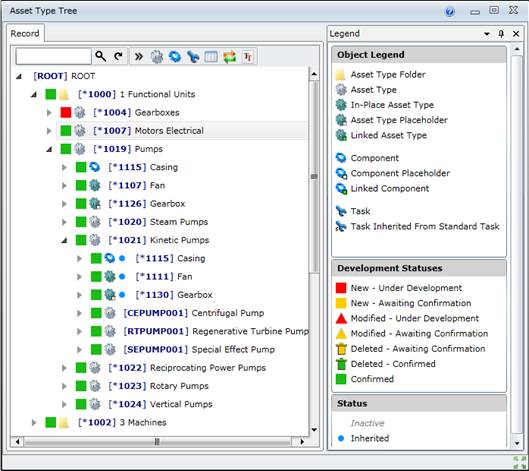 View the Asset Type Tree Legend