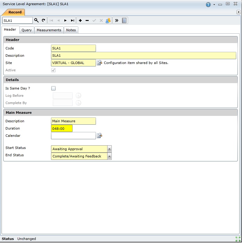 Create New SLAs