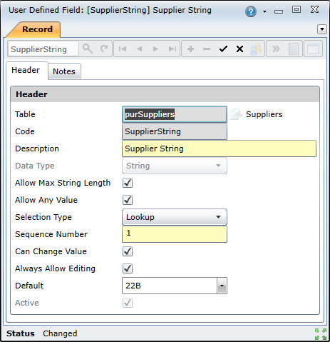 Edit User Defined Field Descriptions
